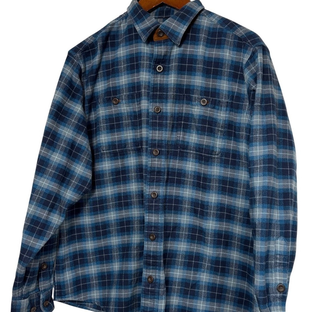 Orvis Flannel Shirt Men's Large Blue Plaid Classic Fit Cotton Button Up